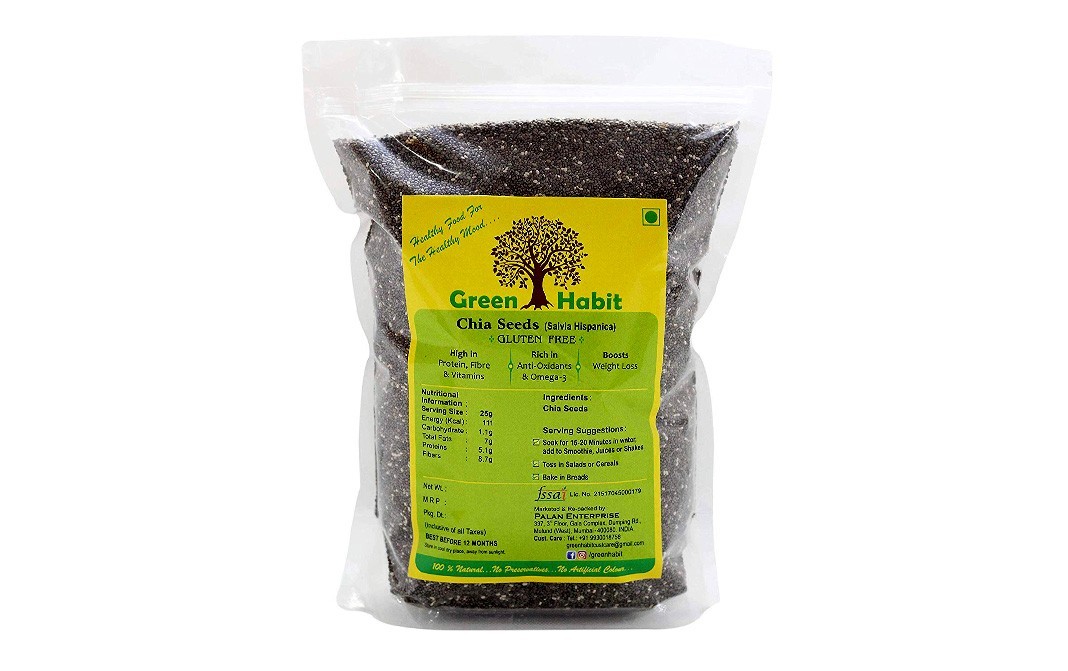 Green Habit Chia Seeds (Salvia Hispanica)   Pack  500 grams